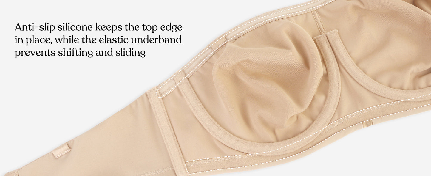 Plus Size Full Coverage Bandeau Fiery Bra Anti-Slip Underwire Support for Large Breast
