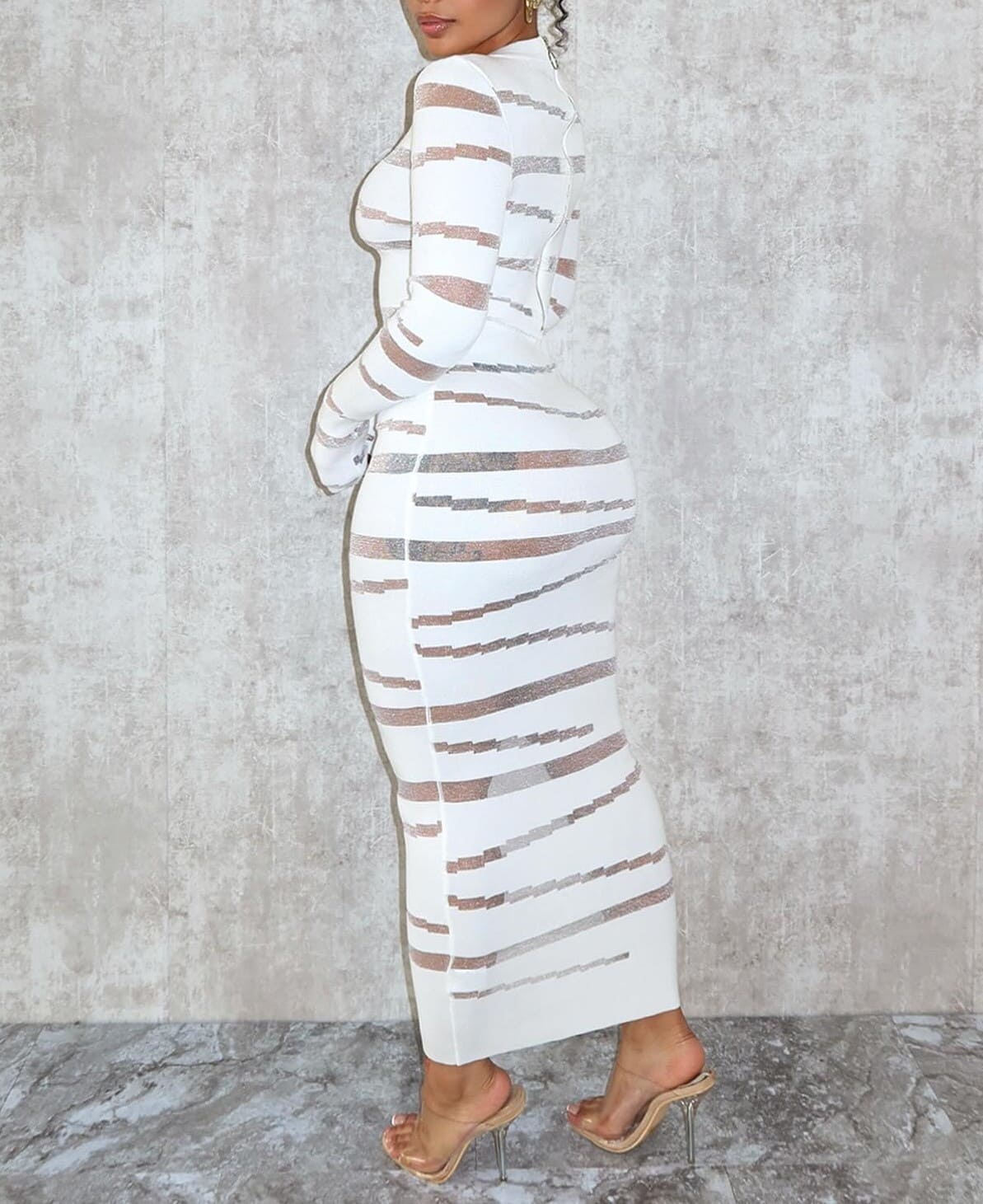 Onyx Sky Mesh Knit Contrast Dress