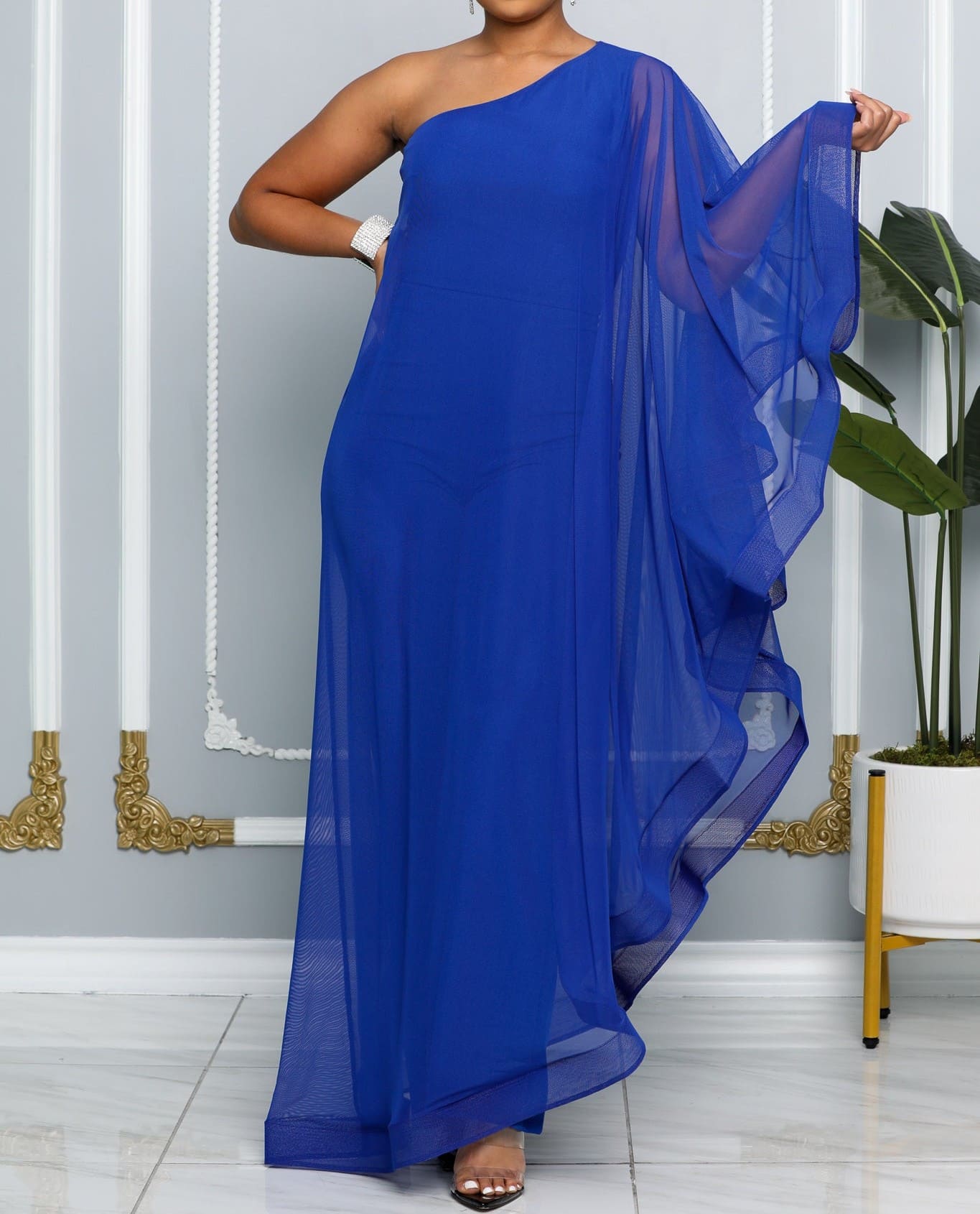 Women's One Shoulder Asymmetric Ruffle Jumpsuit