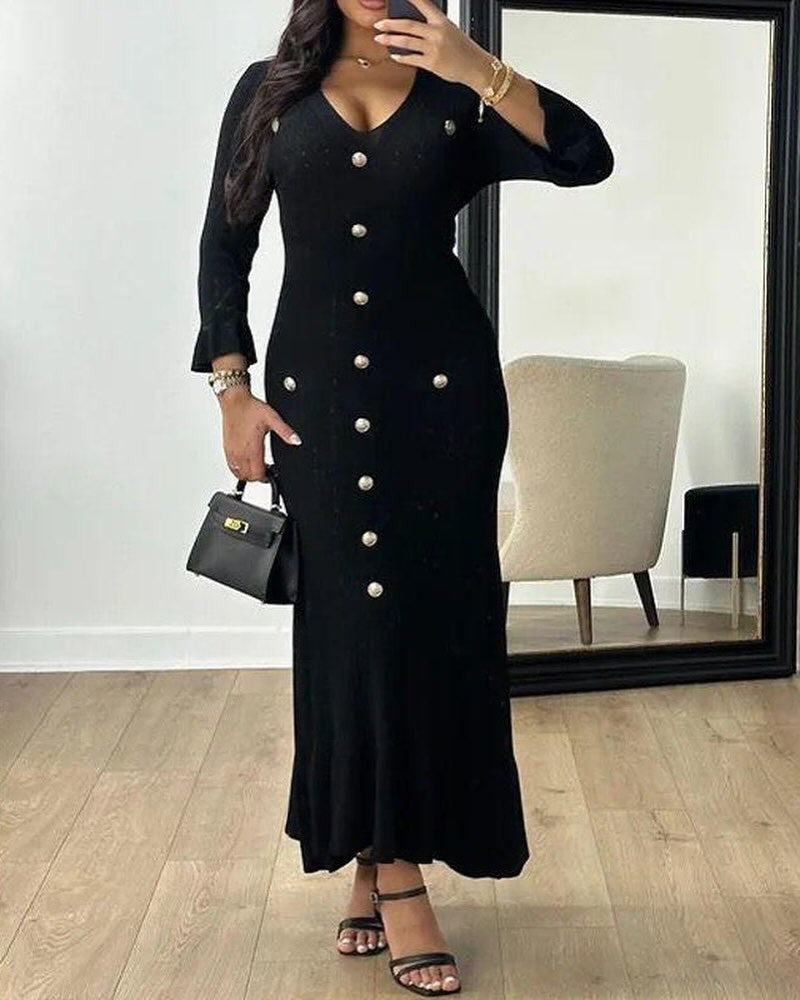 Knitted Slim Fit Pleated Sweater Dress