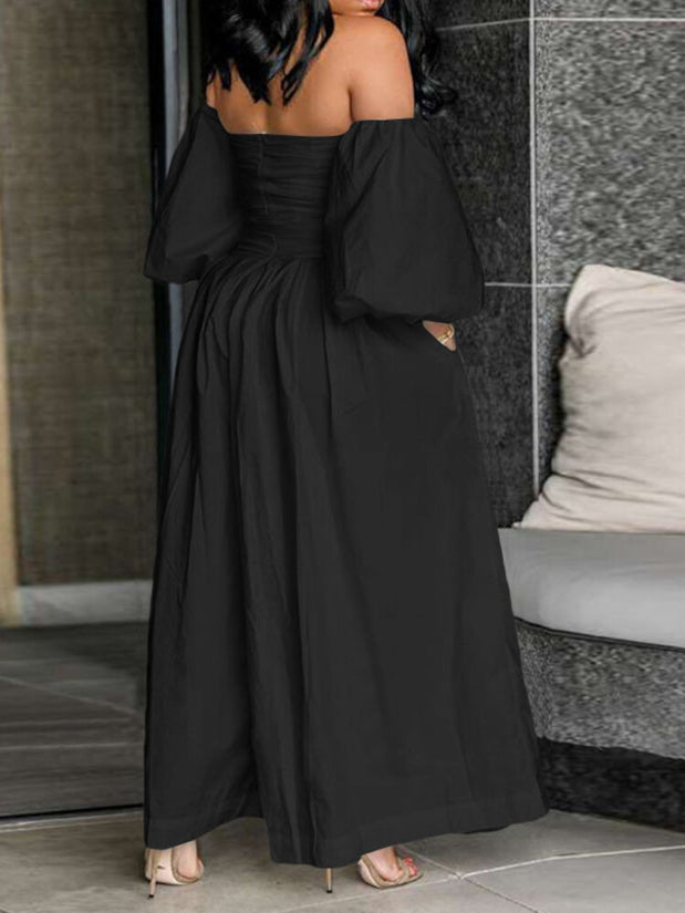 One-shoulder chest-wrapped jumpsuit