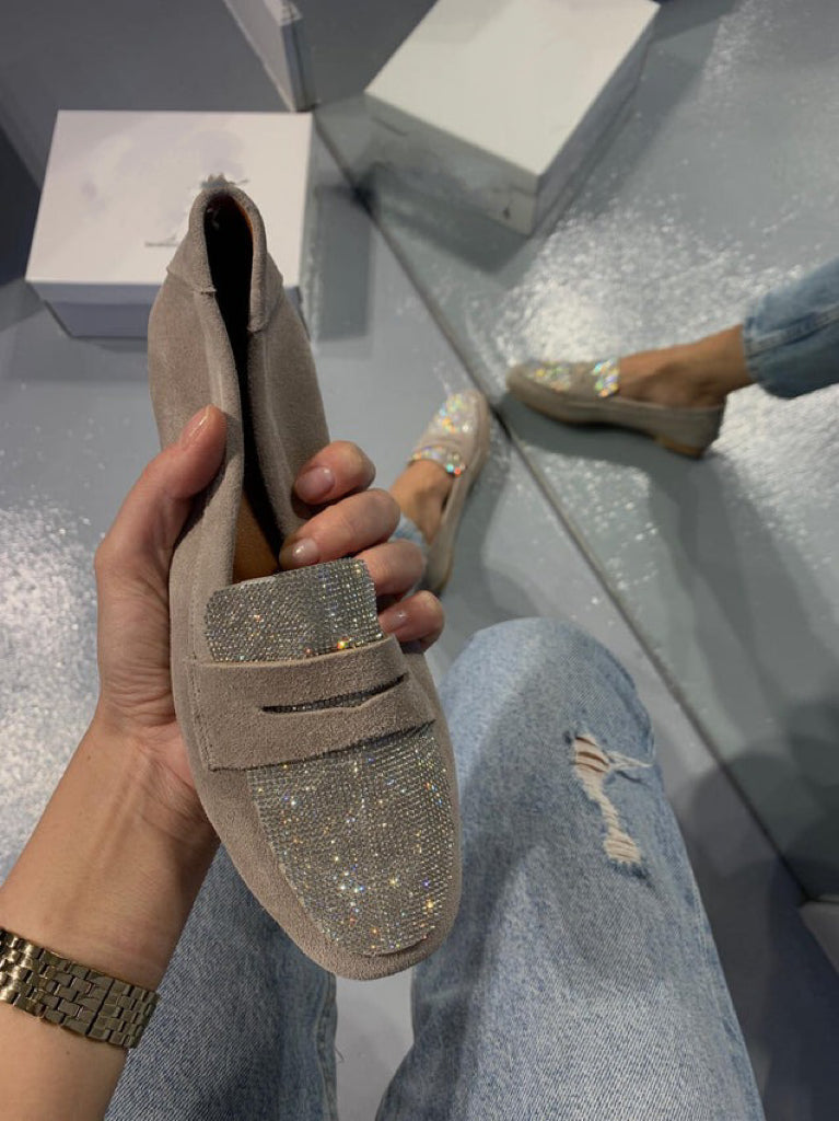 Sequined Khaki Espadrilles