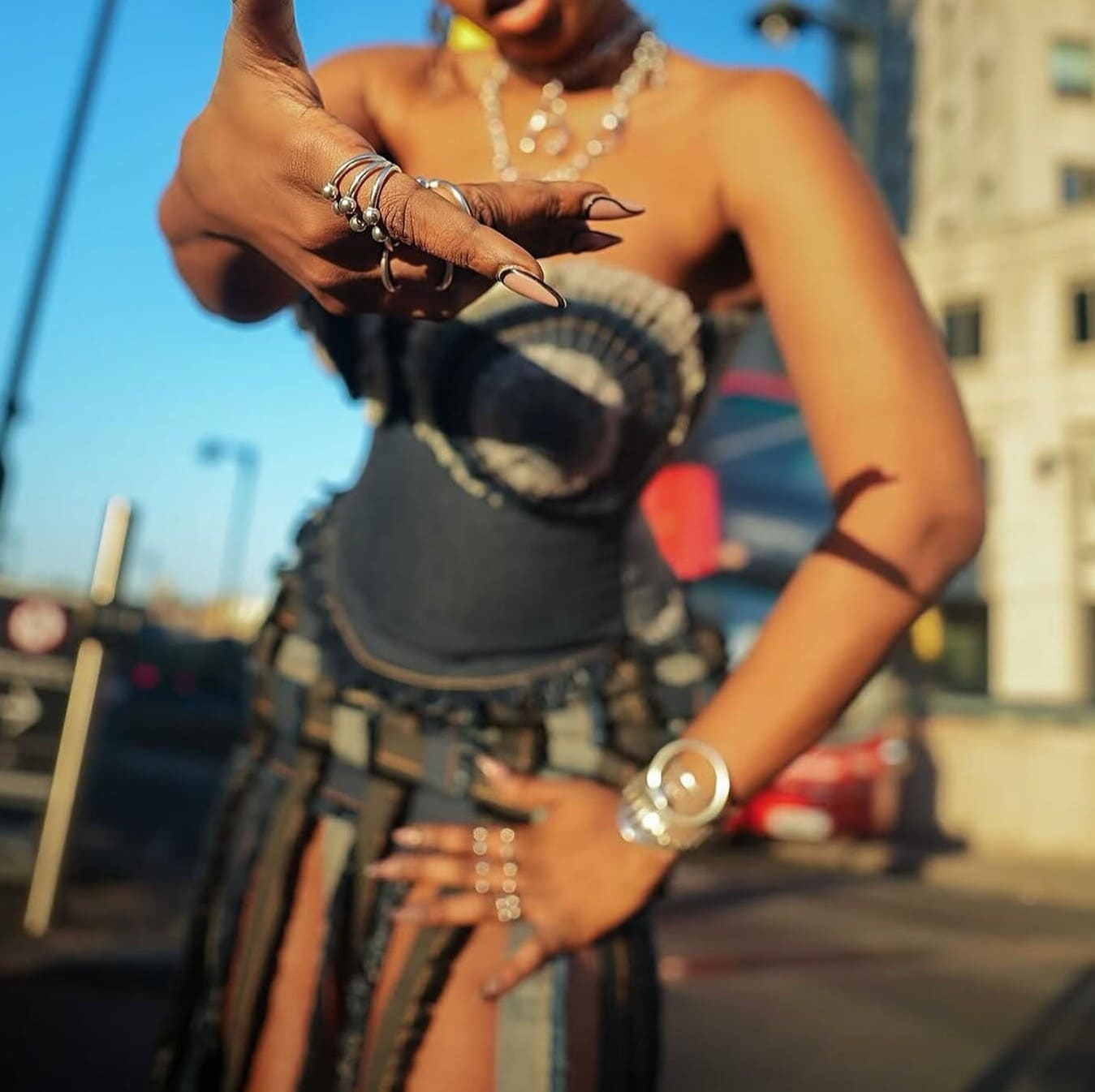 (⏰Free shipping) Denim patchwork corset suit