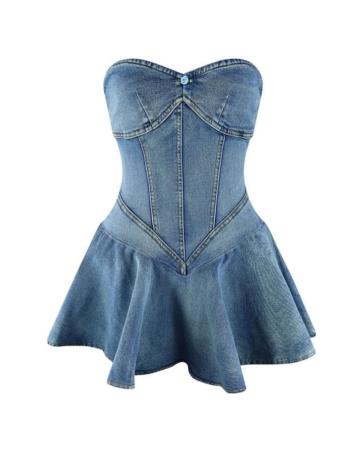 Denim Balletcore Corset Mini Dress