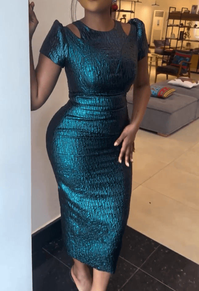 Two Toned Brocade Midi Dress