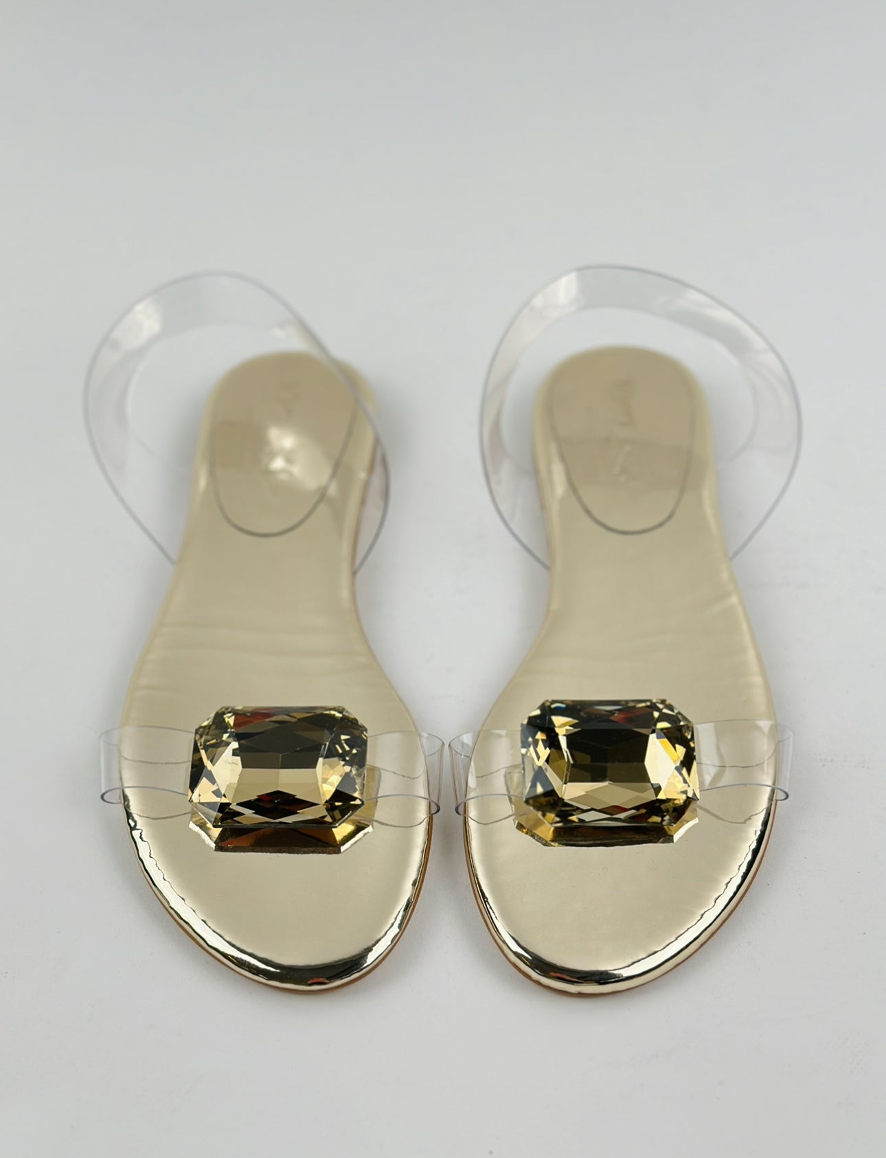 Large Crystal Flat Sandals