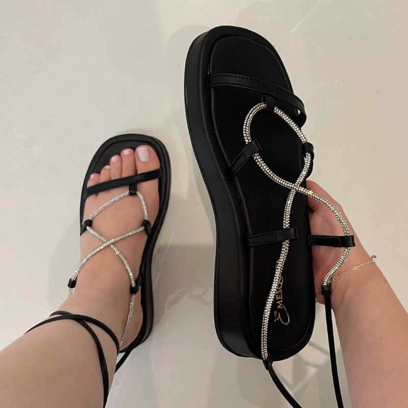 Rhinestone Strappy Sandals