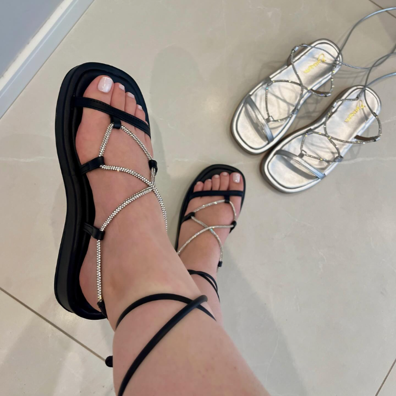 Rhinestone Strappy Sandals