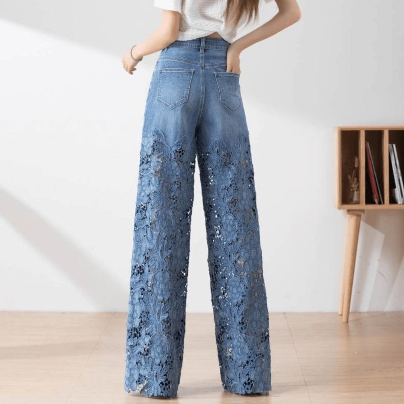 Hollow Lace Patchwork Jeans