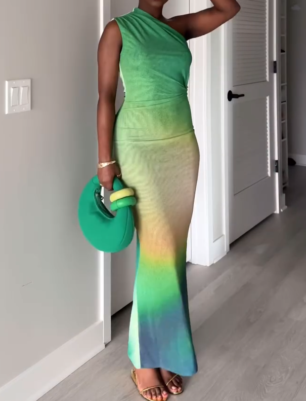 Sleeveless gradient maxi dress