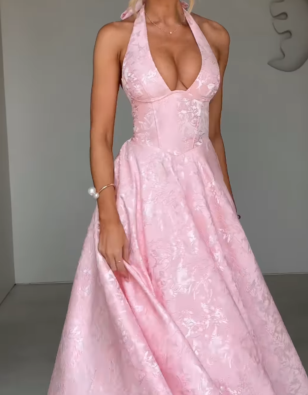Halter Sleeveless Midi Dress