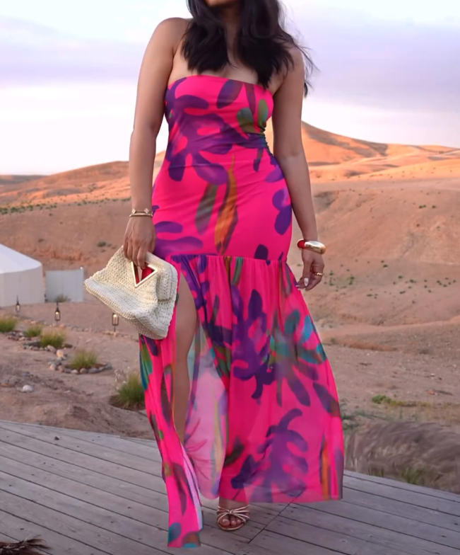 Tropical Getaway Satin Dress