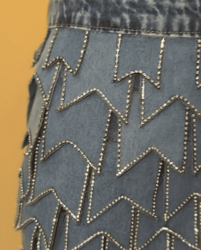 Chic Jewel Denim Skirt - High-Quality