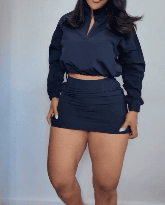 Comfortable Sports Casual Jacket & Skirt Set