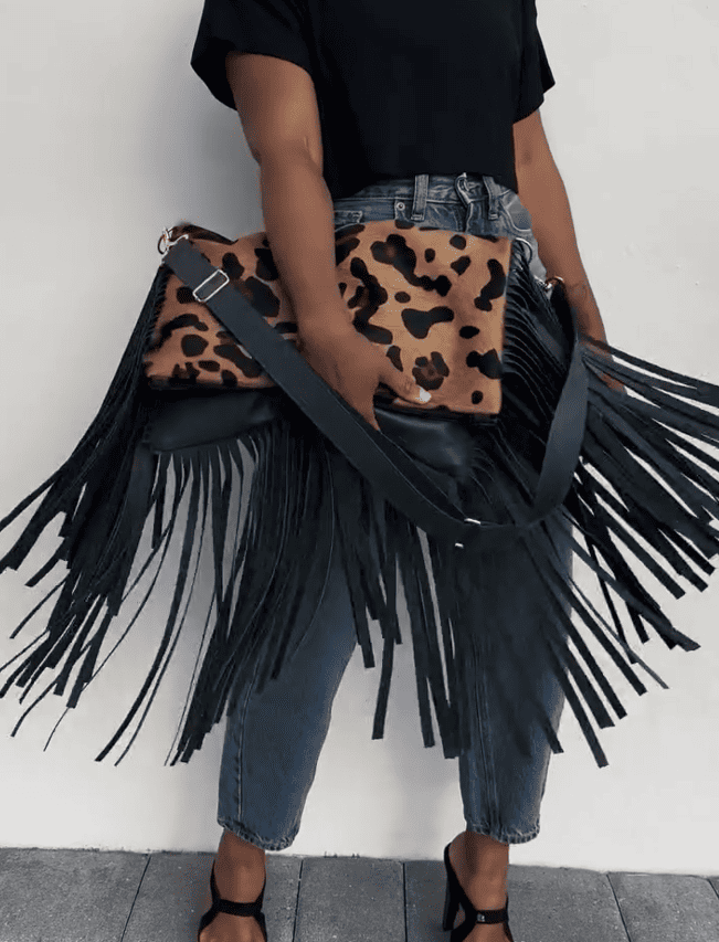 Leopard Tassel Large Capacity Shoulder Bag