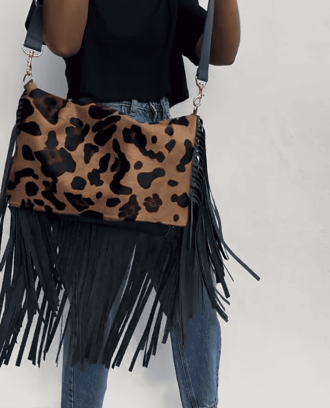 Leopard Tassel Large Capacity Shoulder Bag