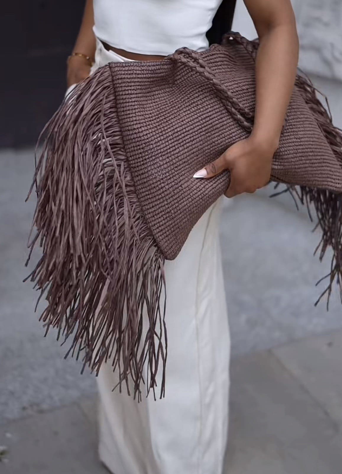 Straw Bag With Fringe