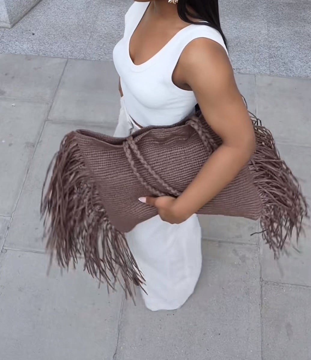 Straw Bag With Fringe