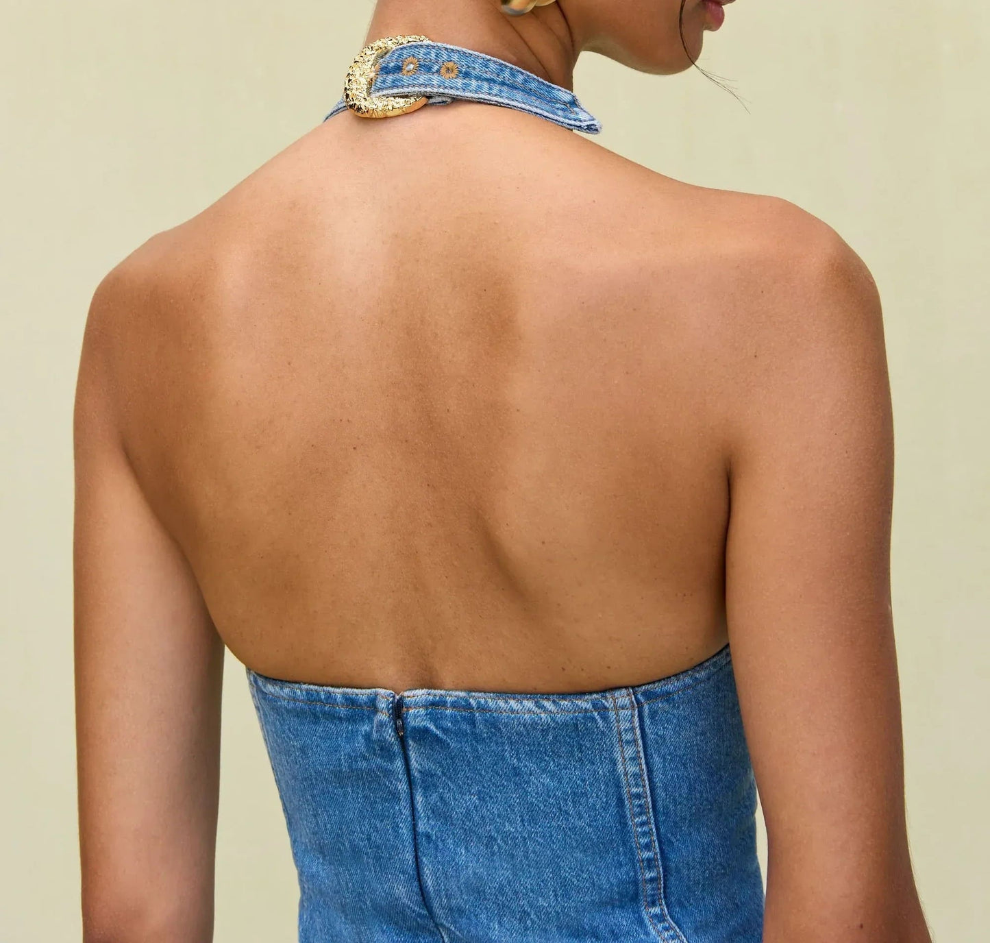 Backless Denim Mini Dress