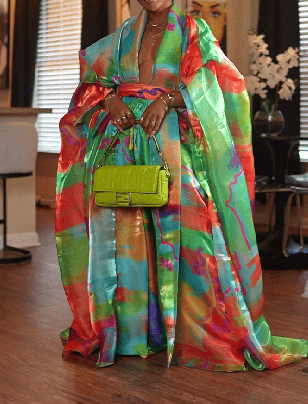 Colorful Oil Painting Silk Two-Piece Set