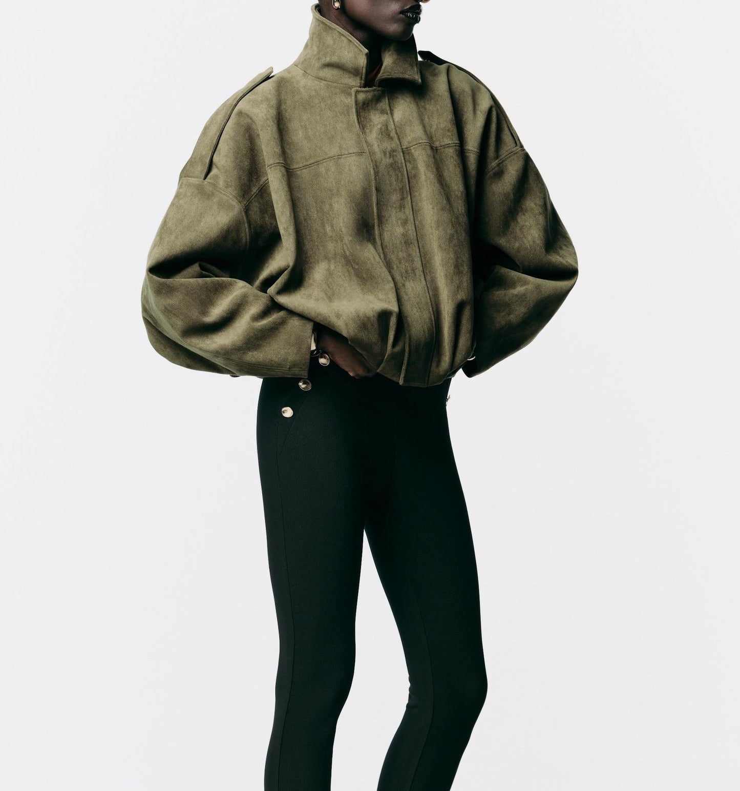 Suede Bomber Zipper Pilot Oversized Jacket