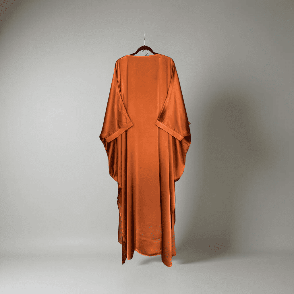 Silk satin mid-length sleeve dress