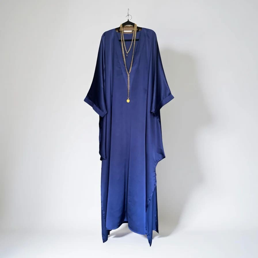 Silk satin mid-length sleeve dress