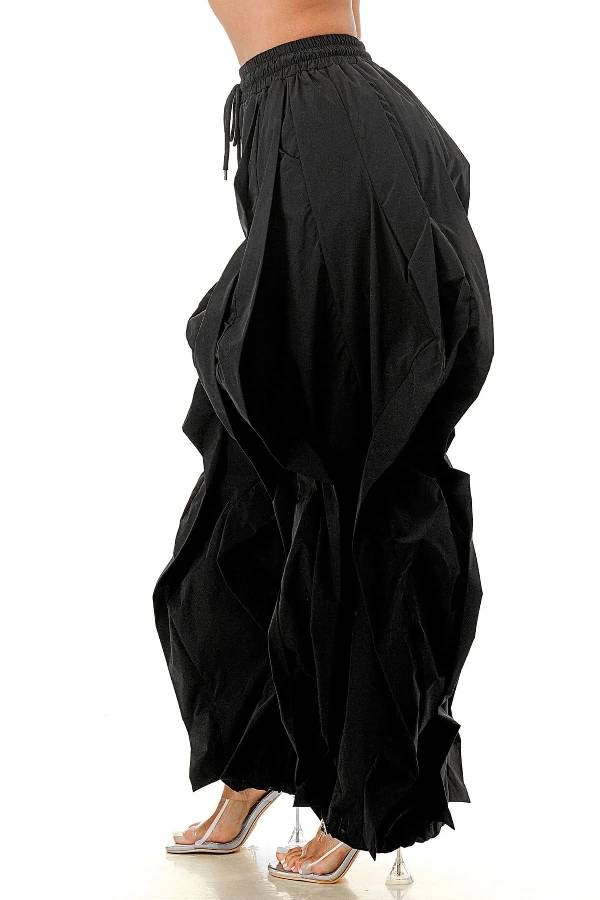 Wavy Oversized Wide Leg Ruffle Jogger Pants