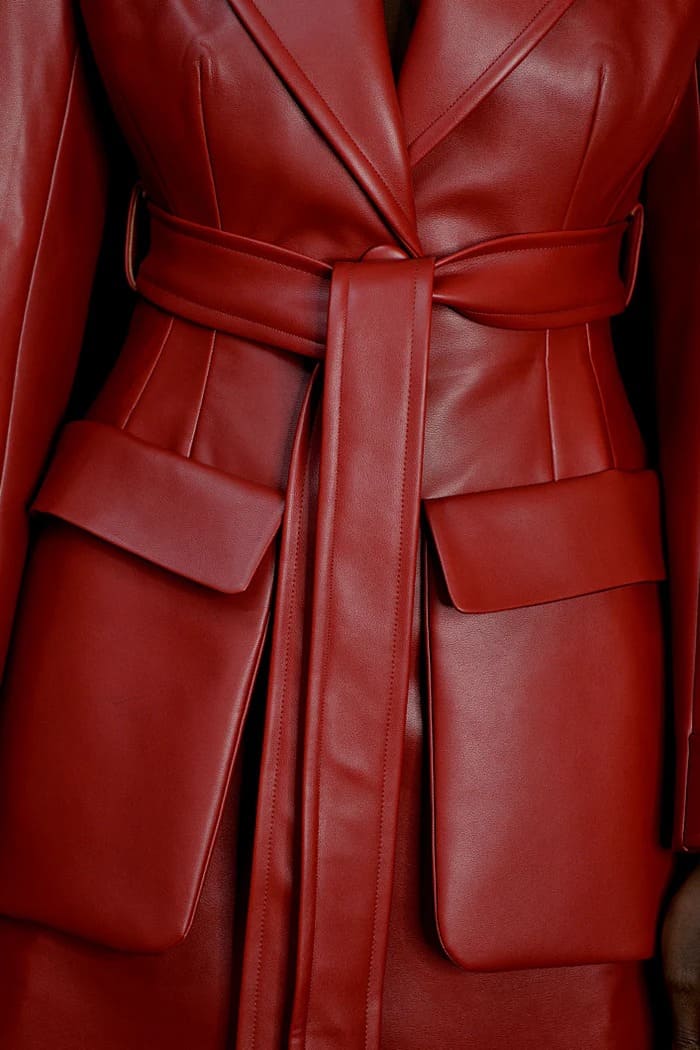 Faux Leather Trench Coat