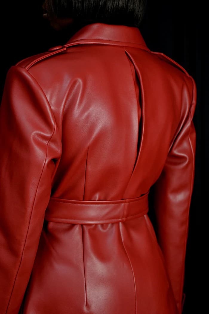 Faux Leather Trench Coat