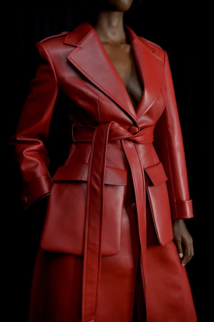 Faux Leather Trench Coat