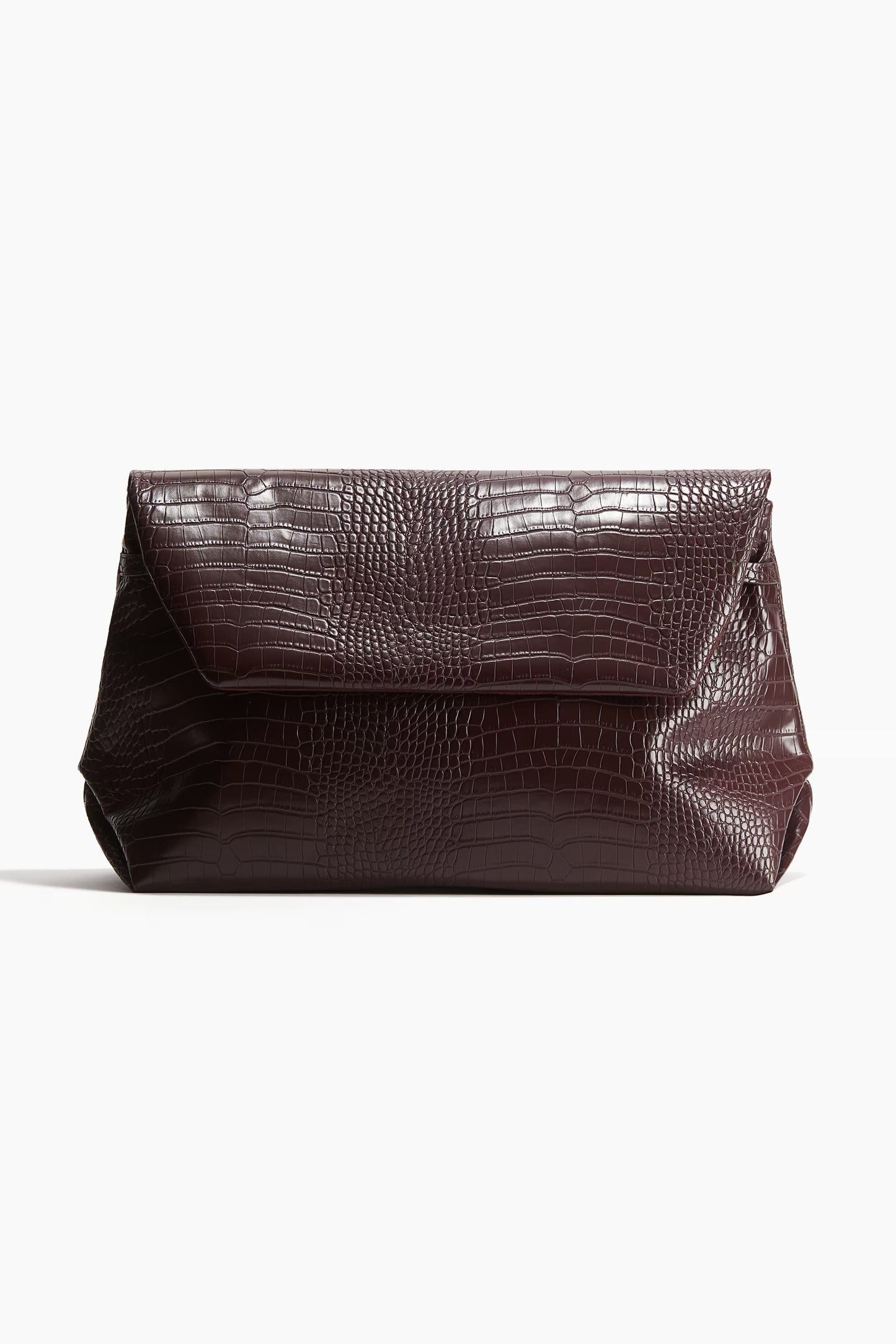 Crocodile-print Oversized Clutch Bag