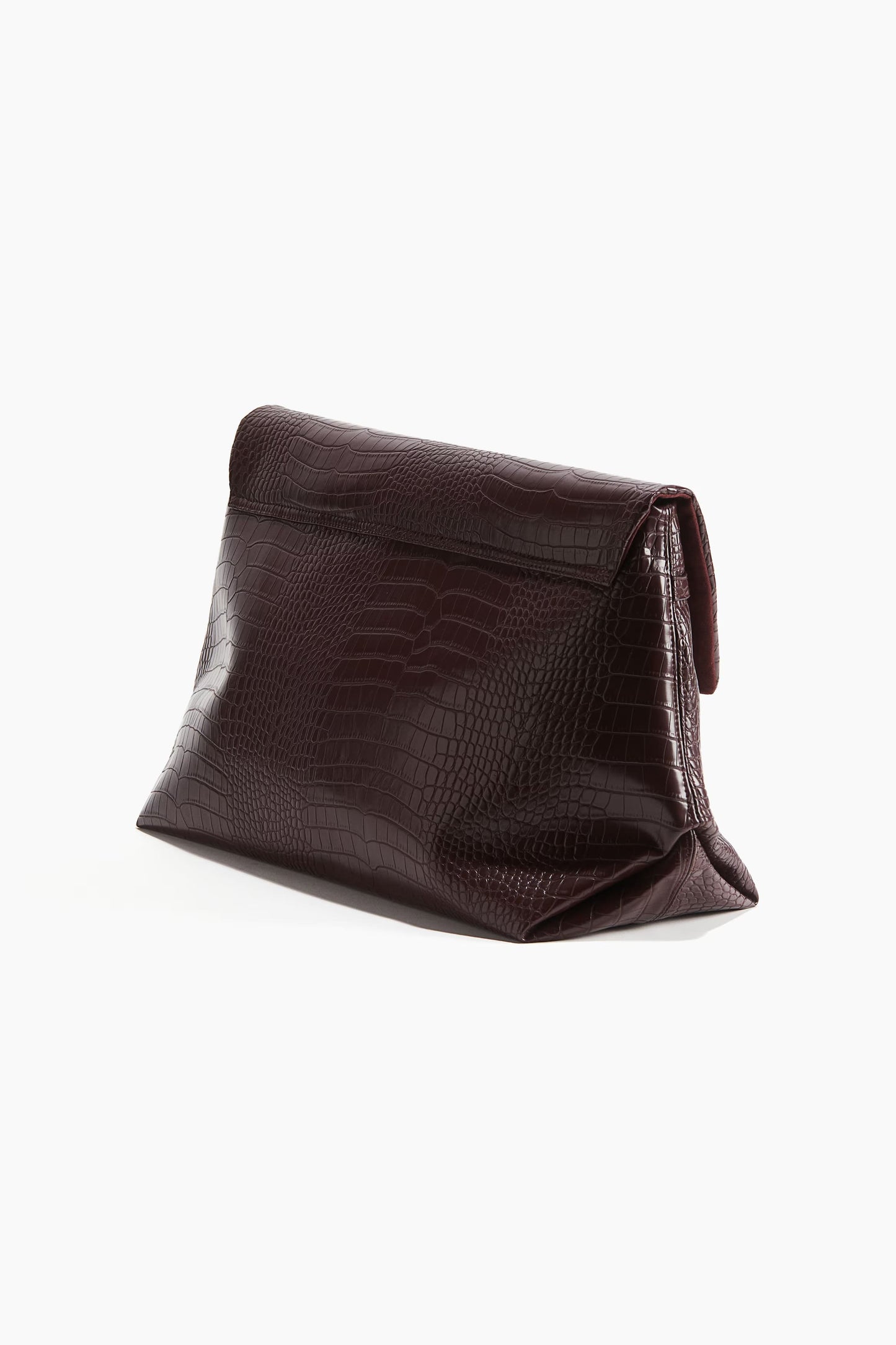 Crocodile-print Oversized Clutch Bag