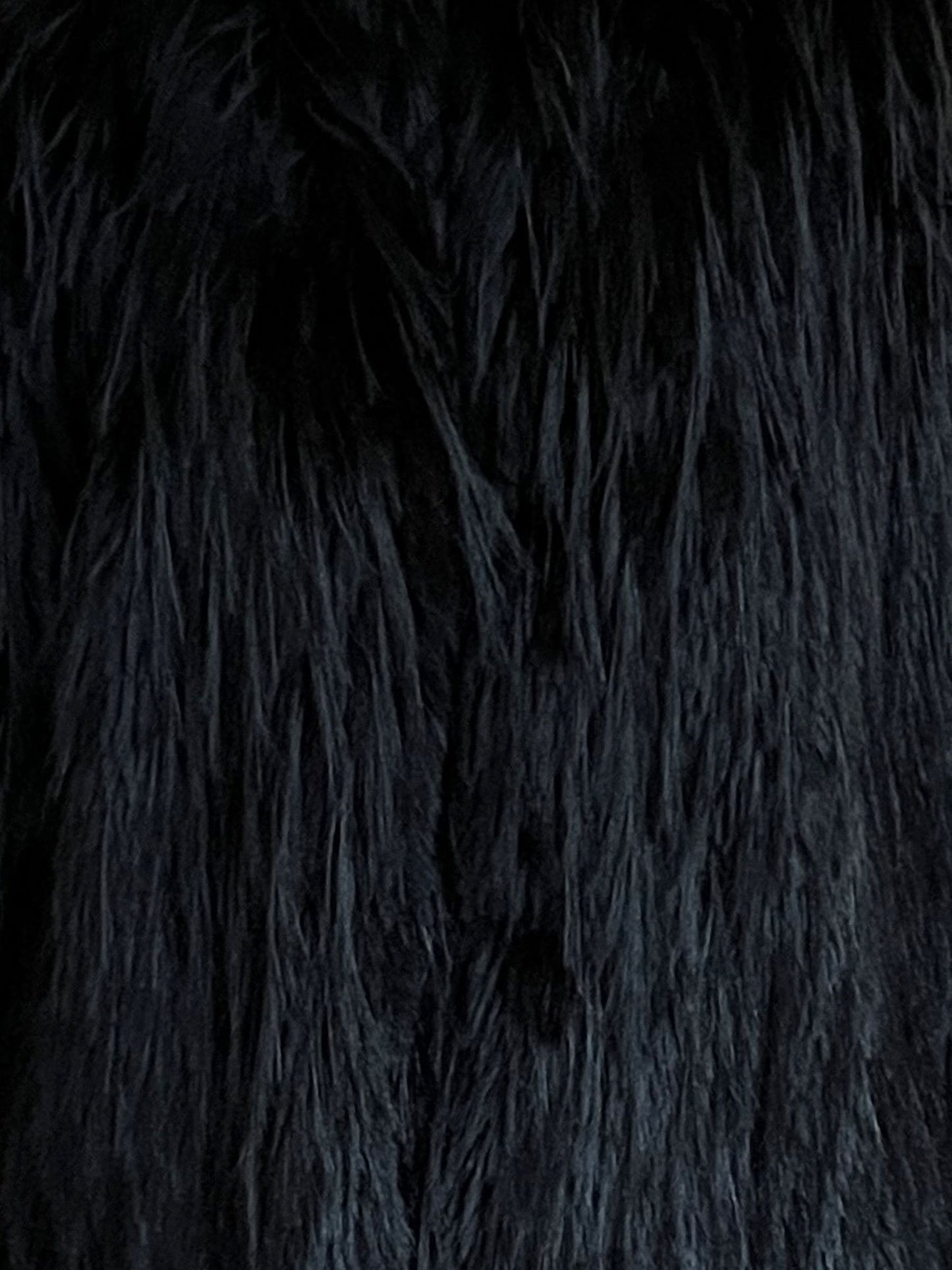 Black Long Haired Maxi Coat in Shaggy Soft Faux Fur