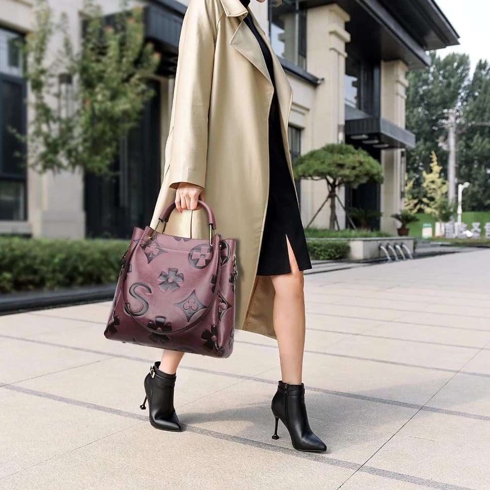 Vintage Embossed Genuine Leather Tote