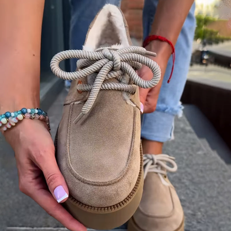 Platform Fleece-lined Lace-Up Warm Shoes