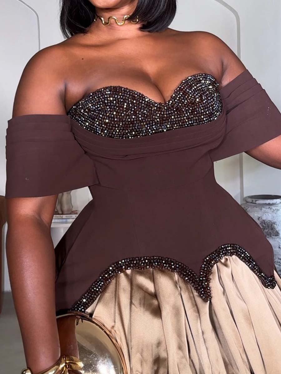 Off Shoulder Sequined Party Dress