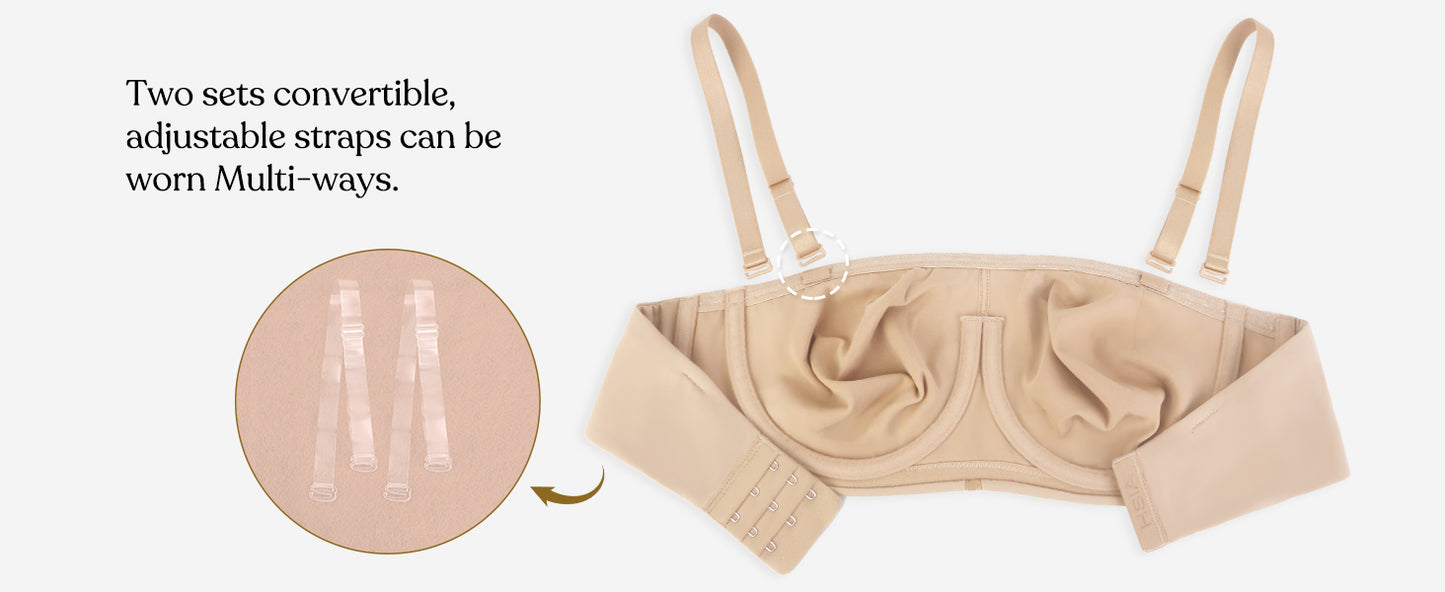 Plus Size Full Coverage Bandeau Fiery Bra Anti-Slip Underwire Support for Large Breast