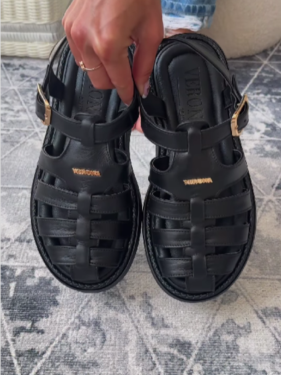 Woven Leather Flat Sandals