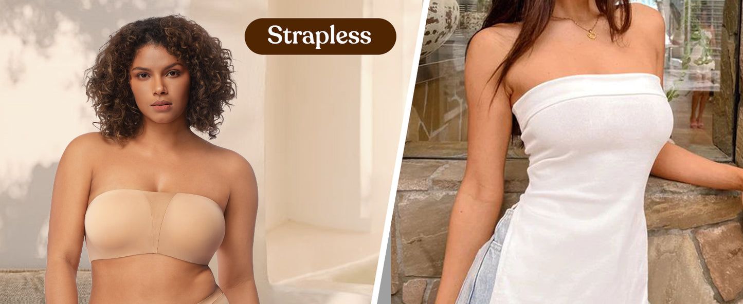 Plus Size Full Coverage Bandeau Fiery Bra Anti-Slip Underwire Support for Large Breast