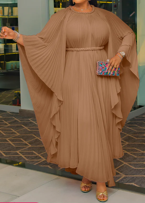 Demure Pleated Kimono Dress