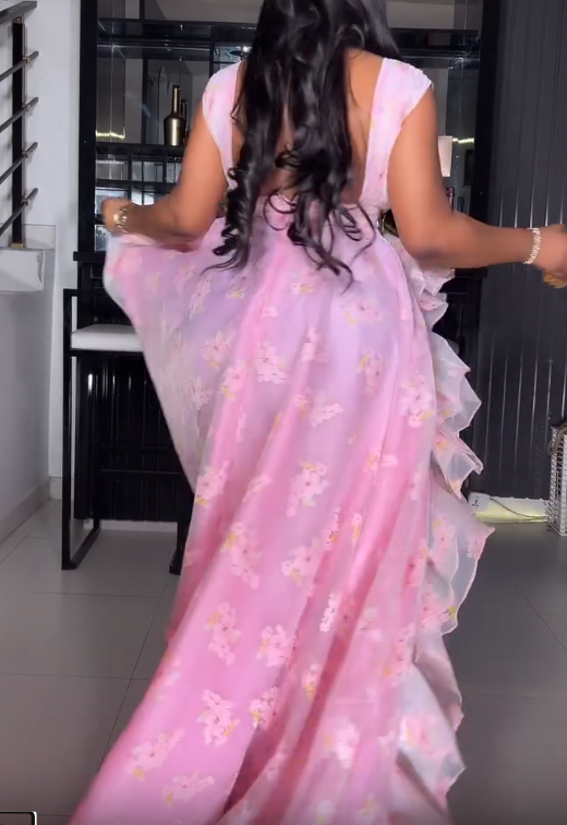 Demure Pink Floral Maxi Dress