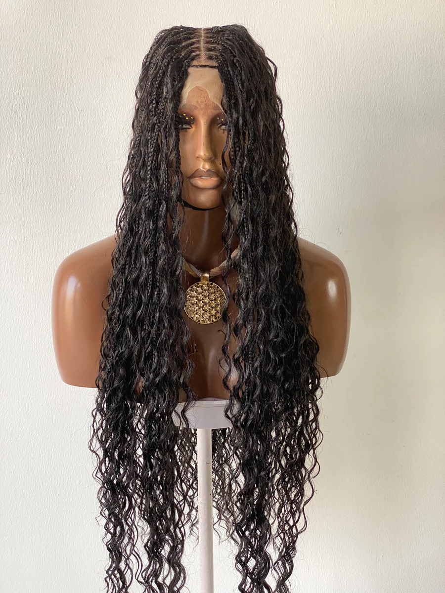 Mohawk Bohemian Cornrow Style (Black Color, Waist Length, Swiss Full Lace)