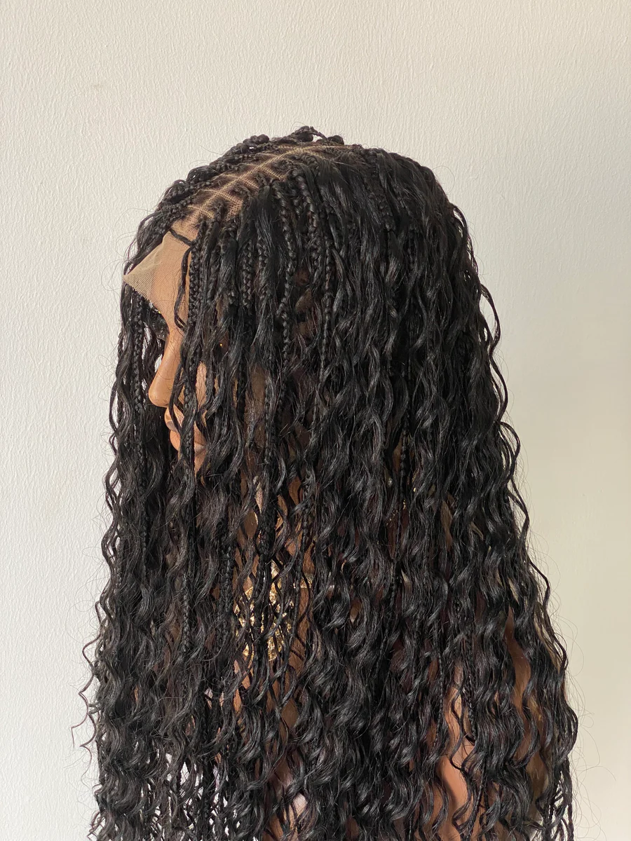 Mohawk Bohemian Cornrow Style (Black Color, Waist Length, Swiss Full Lace)