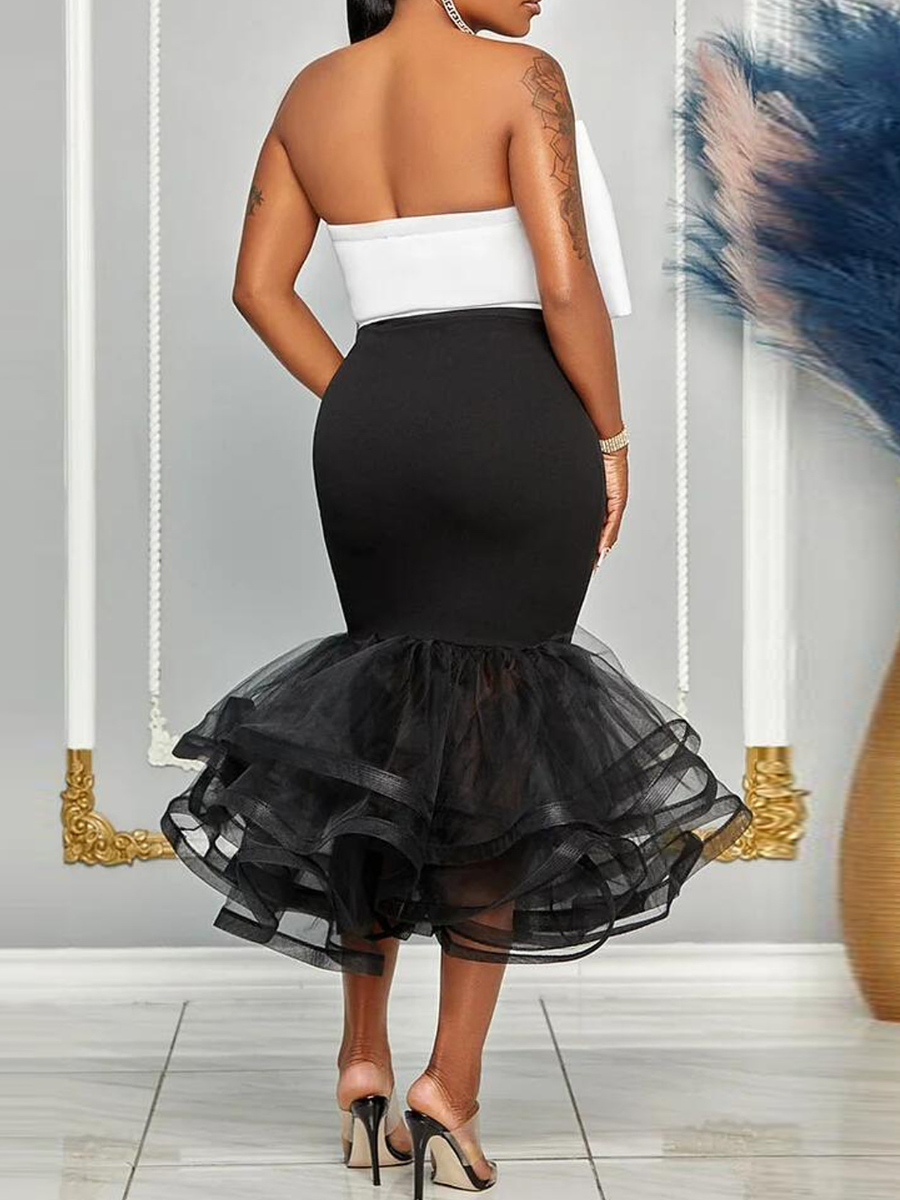 Strapless Bow Mesh Set