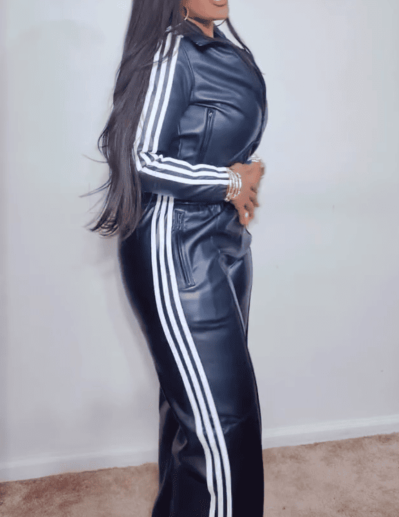 Hot Sale 🔥Vintage Faux Leather Jacket Long Pants 2pc Set