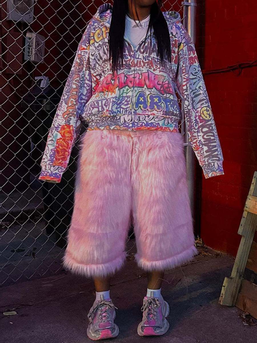 Fashion Hight Waist Plush Cropped Pants