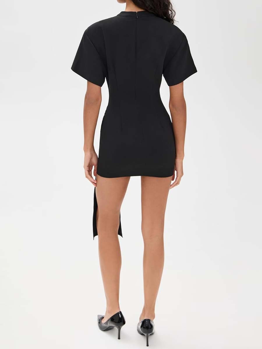 Fashion Metal Buckle Decorative Short Dress