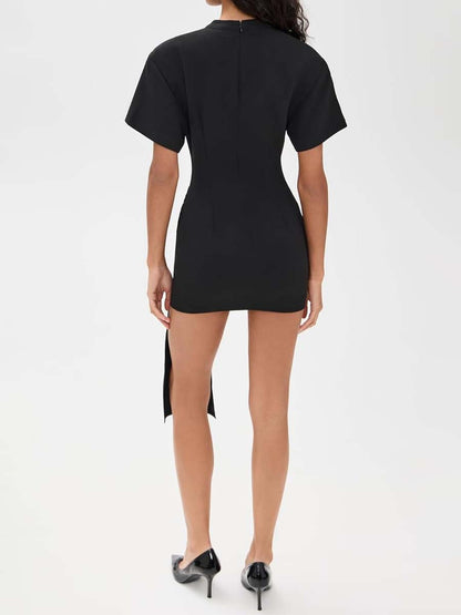 Fashion Metal Buckle Decorative Short Dress