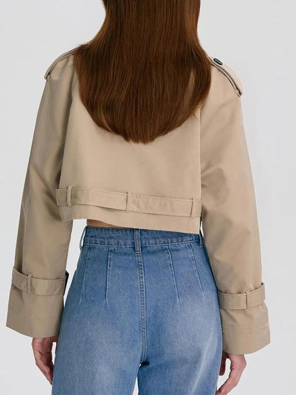 Casual Belted Cropped Trench Coat